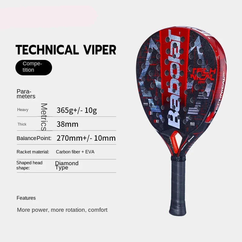 BABOLAT 2024 Paddle Tennis Racket - Soft EVA Carbon Fiber Racquet