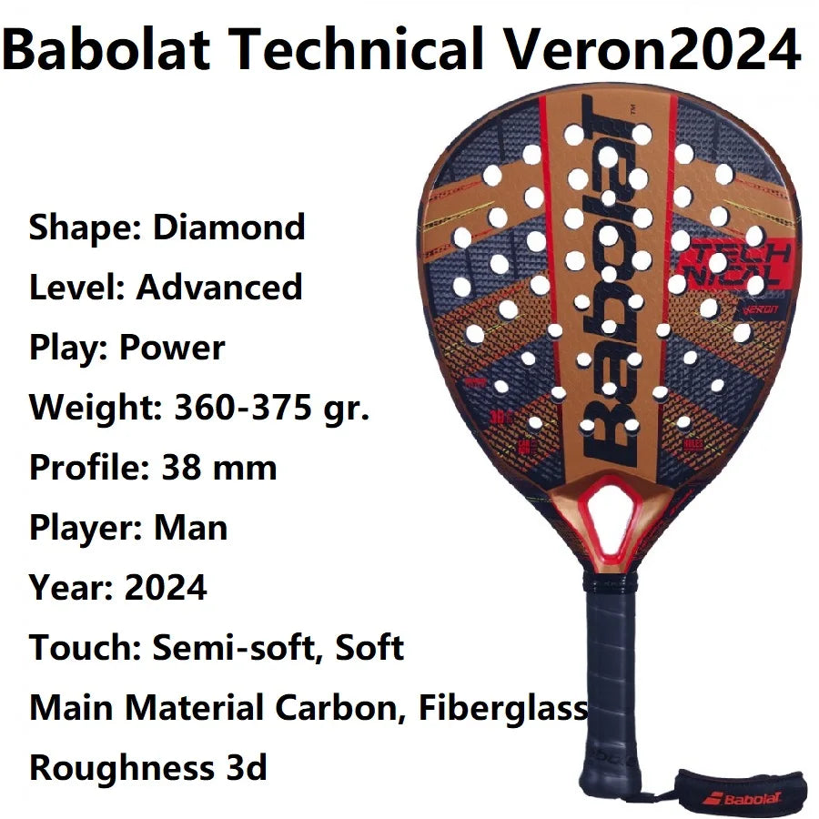 Babolat Professional Pala Padel Tennis Racket Soft Carbon Fiber for Men and Women – Outdoor Sports Equipment