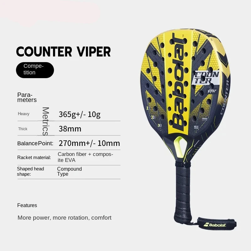 BABOLAT 2024 Paddle Tennis Racket - Soft EVA Carbon Fiber Racquet