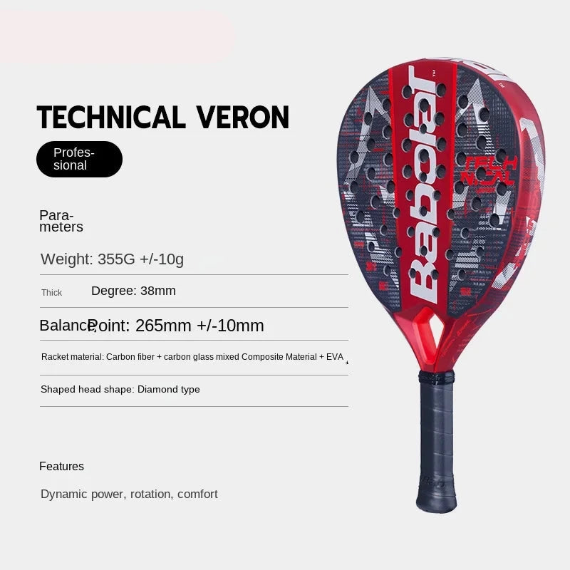 Babolat Beach Tennis Racket - 3K/12K/16K Carbon Fiber Cage with Padel Bag for Adults