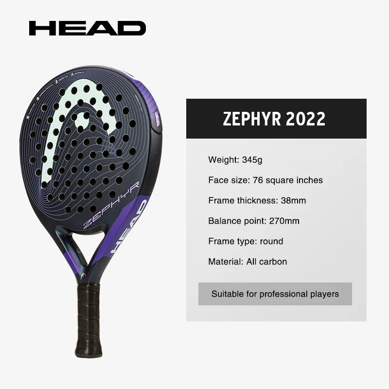 HEAD Zephyr 2022 Padel Racket – Carbon Fiber Oval Frame with Graphene 360 Technology